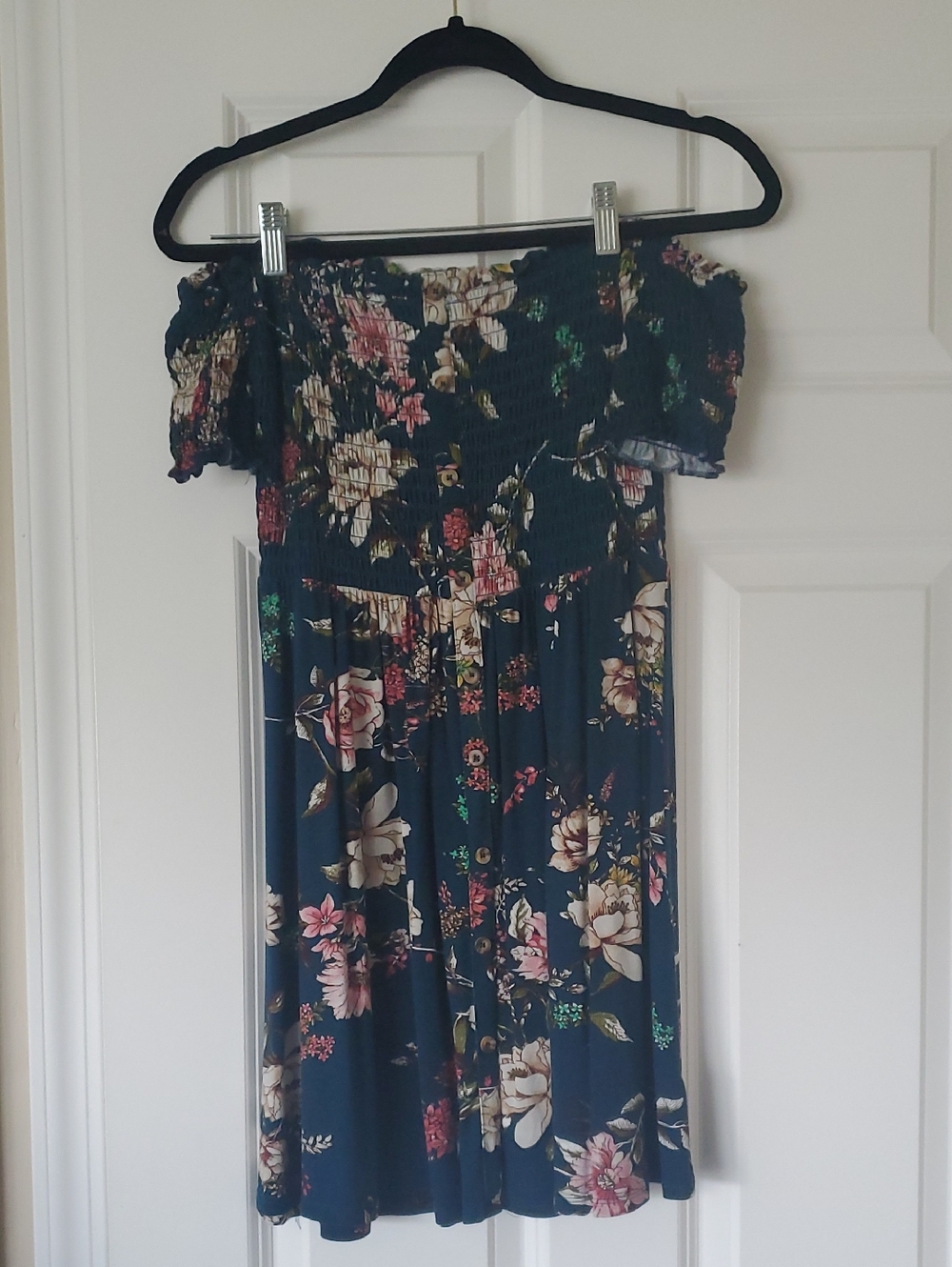 Xhilaration Navy Floral Smocked Dress